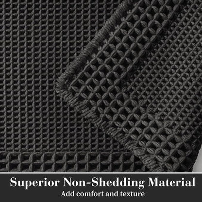 RESARE Waffle Bath Mat for Bathroom, Non Slip Bathroom Rugs 20"x32" Black | - Image 2