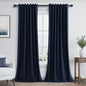 Navy Blue 100% Blackout Curtains 90 Inch Length 2 Panels Set by Guken