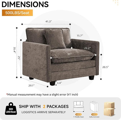 WUTUTUEE 41'' Modern Chenille Oversized Chair, Upholstered Accent Living Room - Image 2