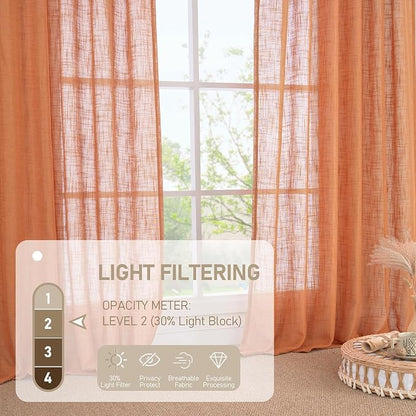 Burnt Orange Linen Curtains 40 Inches Long - Image 5