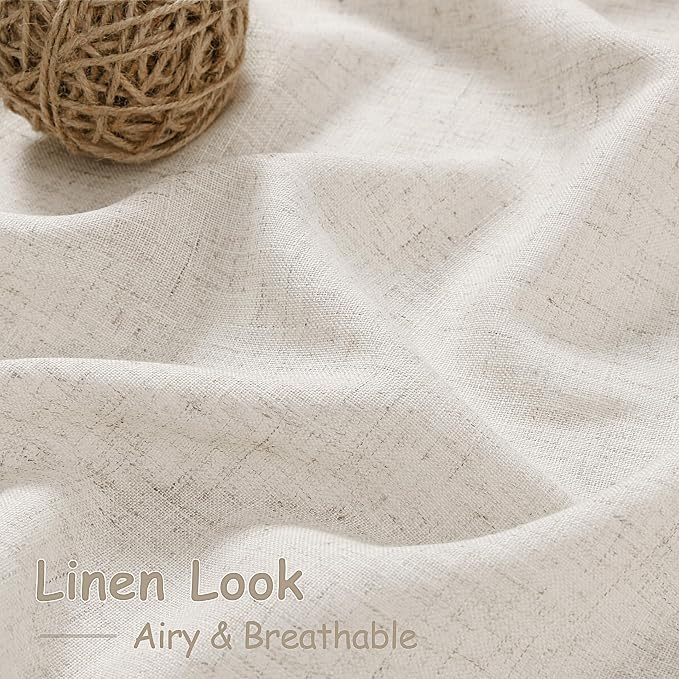 Pearl White Linen Curtains 63 Inch Length - Image 4