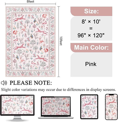 DUKINO 8x10 Area Rugs, Washable Soft Animal Bedroom Rug Non Slip, Low Pile - Image 2