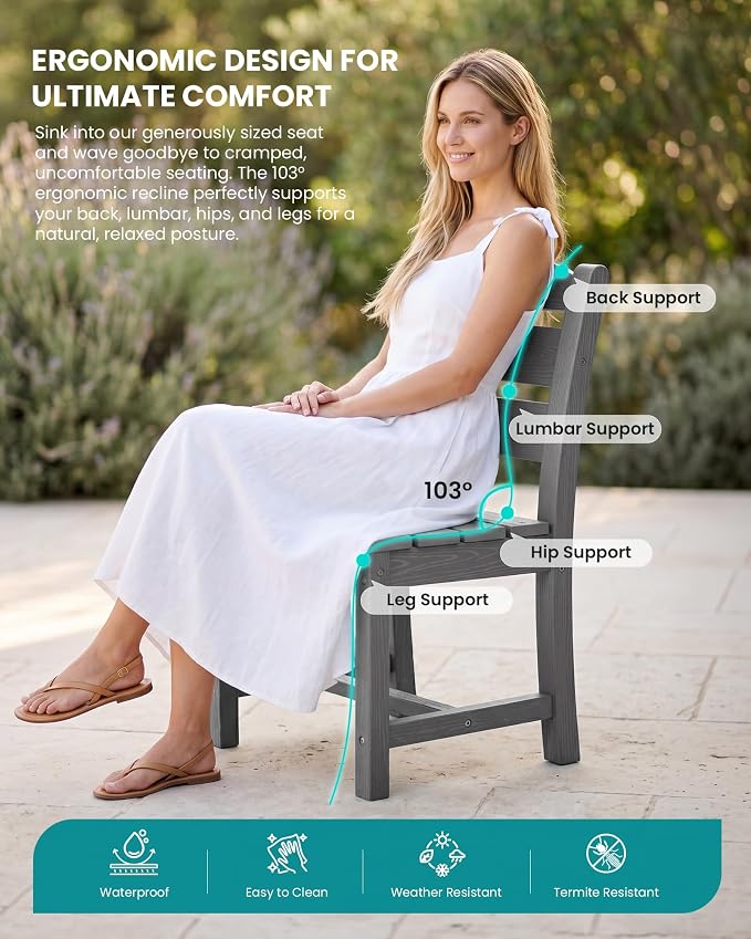 SERWALL Patio Dining Set with 15FT Double Side Umbrella, Outdoor Dining Sets - Image 6