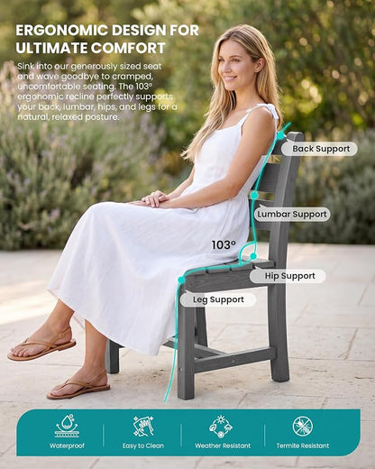 SERWALL Patio Dining Chair, All Weather Dining Chair Set of 2, Outdoor Dining - Image 5