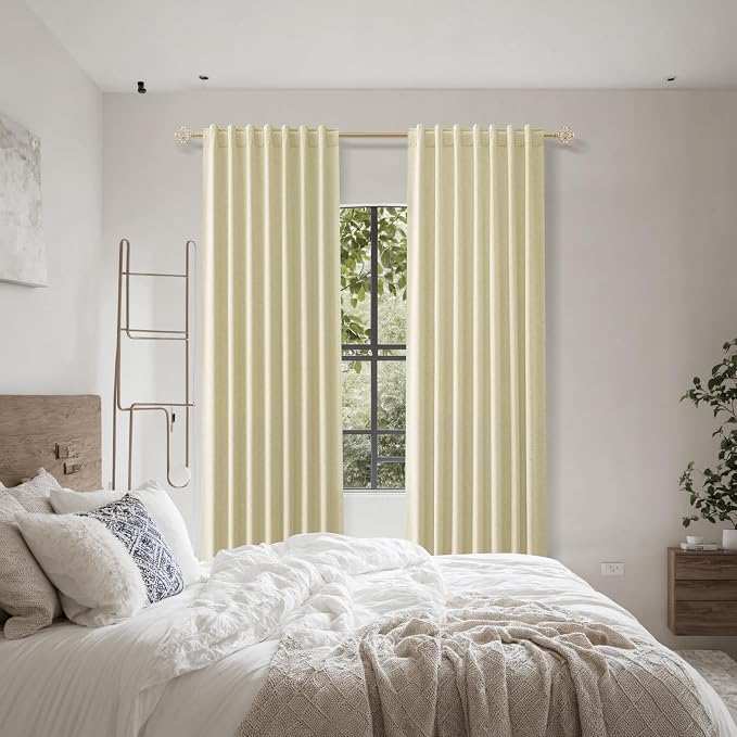 100% Blackout Linen Curtains for Bedroom 96 inches Long, Thermal Insulated Room - Image 9