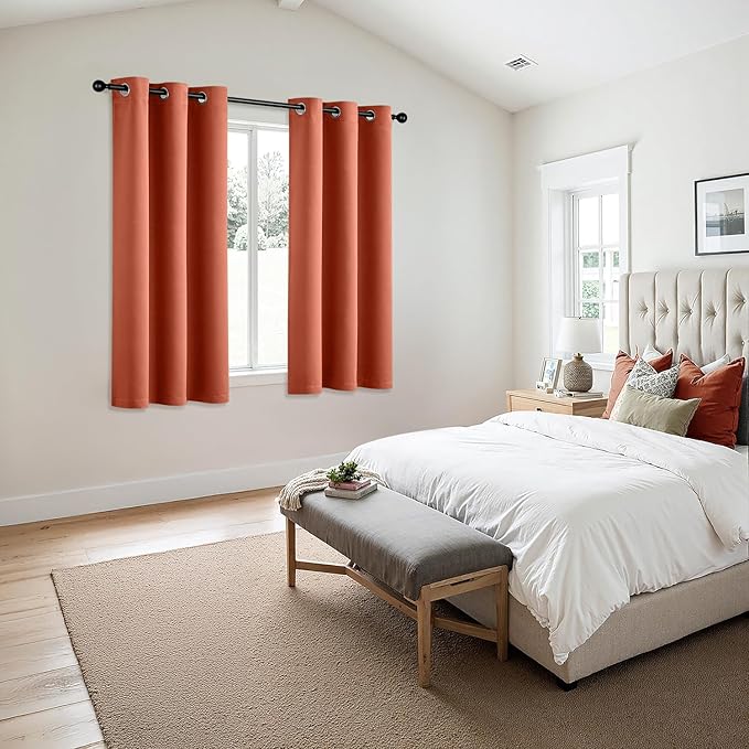 MIULEE Fall Blackout Curtains for Bedroom 2 Panel 40"x63" Long Burnt Orange | - Image 6