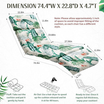 EverPine Outdoor Chaise Lounge Chair Cushion 74.4 x 22.8 x 4.7 Inch, Patio - Image 2