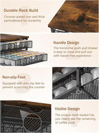 MOOACE Coffee Pod Holder for K Cup Holder Drawer Holder, Coffee Pod Drawer For Counter, 2 Tier K-Cup Storage With Sliding Baskets, 72 Capacity Pods Organizer Cups Capsule for Coffee Station, Black