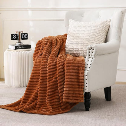 Burnt Orange Fleece Throw Blanket 50”×70” - Image 2
