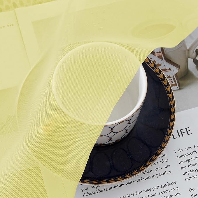 Sheer Lemon Curtains for Bedroom Living Room 63 Inch Length 2 Panels Set - Image 9