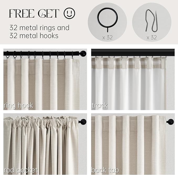 Cream Birch 84 Inch Longth 40 Inch Wide 100% Blackout Curtains 2 Panels Set - Image 4