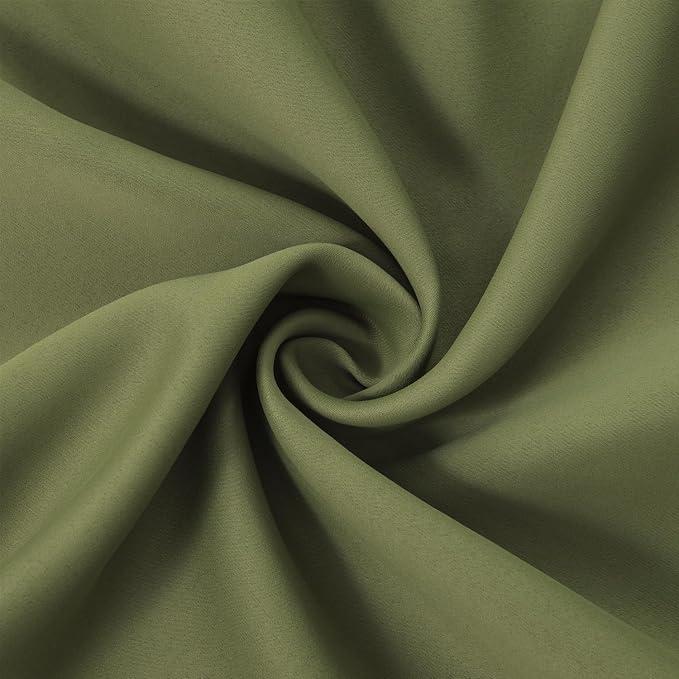 Blackout Curtains 66 x 84 inch/Olive Green Curtains Set of 2 Panels/Thermal - Image 5