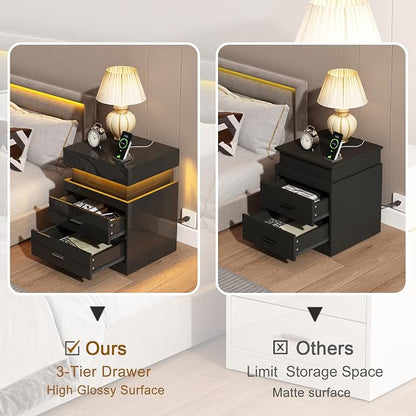 ChooChoo LED Nightstand with Charging Station, Smart Night Stand with Sliding - Image 5