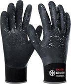 KAYGO Winter Waterproof Work Gloves for Men and Women, Thermal Insulated Freezer Rubber Coated Gloves,Super Grip,L, KG160
