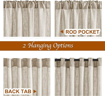 NICETOWN Sheer Curtains 84 inches Long, Linen Textured Rod Pocket & Back Tab - Image 3