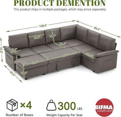108 Inch Faux Leather Modular Sectional Sofa - Image 3