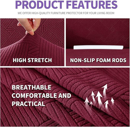 ZNSAYOTX Super Stretch Couch Cover, New Striped Sofa Covers Fitted Slipcovers - Image 4