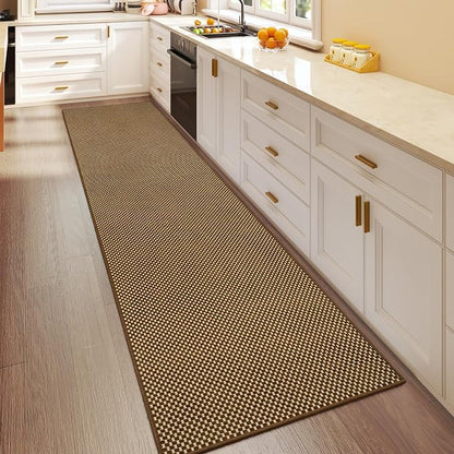 Hallway Runner Rug Long Kitchen Runner Washable Dark Brown 2x8 ft | Boho Woven - Image 3