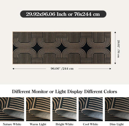 Lahome Enfys Modern Geometric Black Runner Rug, 2x8 Indoor Outdoor Hallway - Image 2