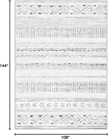cotiled Boho 9x12 Area Rug for Living Room: Large Moroccan Washable Rug | Stain - Image 2