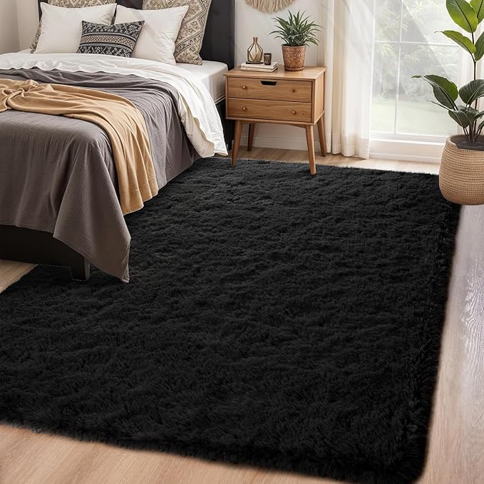Chicrug Soft Runner Rug for Bedroom Living Room Plush Fluffy Rugs 5x7 | Shag - Image 5