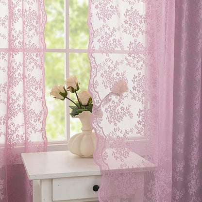 YJ YANJUN Vintage Lace Curtains 84 Inches Long-Victorian Floral Pattern Lilac by YJYANJUN