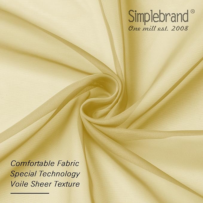 Simplebrand Yellow Sheer Curtains 63 Inch Length 2 Panels, Rod Pocket Solid - Image 6