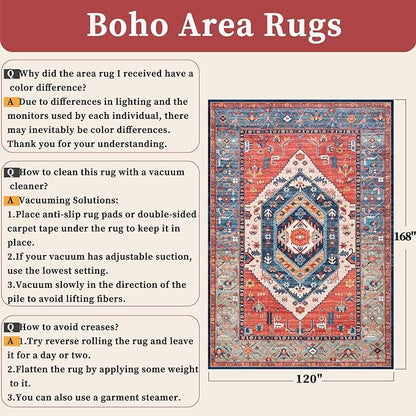 SERISSA 10x14 Washable Non Slip Boho Area Rug - Image 6