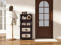 Folding Storage Cabinet with Wheels, 5-Tier Narrow Retro Brown Storage Tower by Unknown