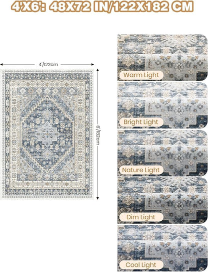 4x6 Area Rugs for Living Room Rugs for Bedroom, Low Pile Soft Non Slip Washable - Image 2