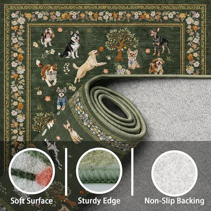 Dog Machine Washable Rug 3x5 for Bedroom Entryway | Ultra-Thin; Non Slip; - Image 7