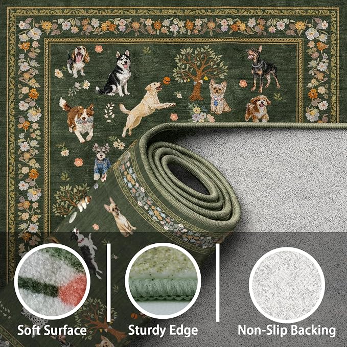Dog Rug for Entryway, 2x3 Washable Kitchen Mat | Ultra-Thin; Boho Style; Low - Image 6