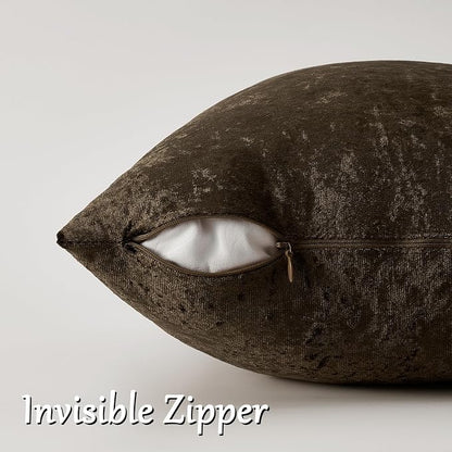 GIGIZAZA Crushed Brown Velvet Throw Pillow Covers 20x20 Pack of 2 | Decorative - Image 2