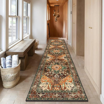 Yamaziot Washable Runner Rug, 3x10 Non-Slip Boho Hallway Kitchen Rug | Stain - Image 8