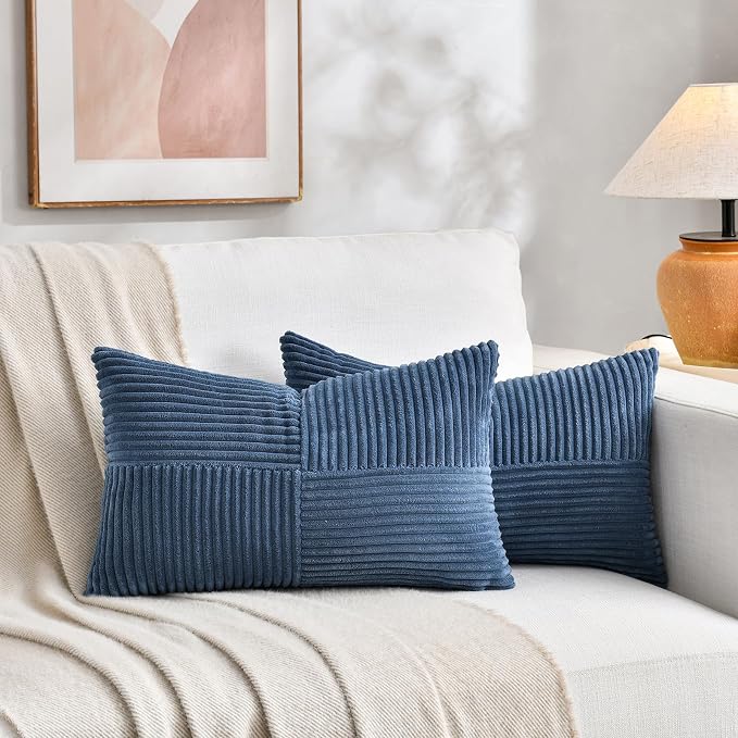 Fancy Homi 2 Packs Dusty Blue Long Lumbar Decorative Throw Pillow Covers 12x24 - Image 5