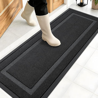 OLANLY Front Door Mat Outside 47x17, All-Season Heavy-Duty Rubber Doormat | Jet by OLANLY