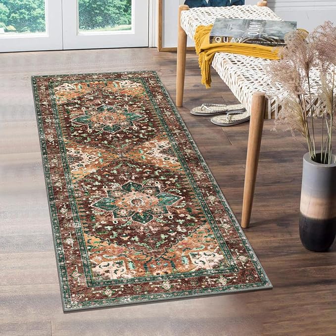 Yamaziot Washable Runner Rug, 2x5 Non-Slip Boho Vintage Hallway Kitchen Rug | by Yamaziot