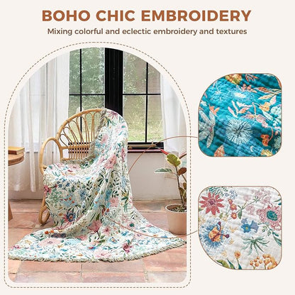 LUTBM Boho Throw Blanket for Couch Sofa Chair Cotton Summer Blankets for - Image 3