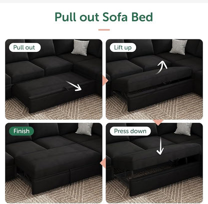 HONBAY Modular Sectional Sleeper Sofa Bed, - Image 4