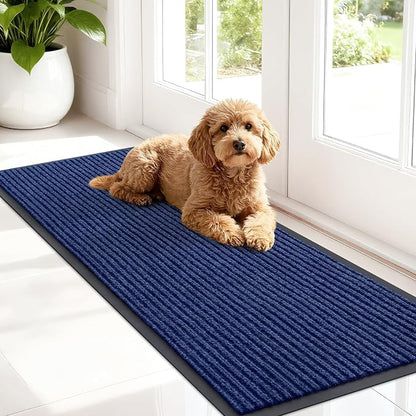 OLANLY Front Door Mat 47x17, Waterproof Heavy-Duty Indoor Outdoor Doormat | Blue by OLANLY