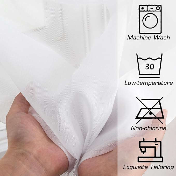 Simplebrand White Sheer Curtains 72 Inches Long 2 Panels - Image 5