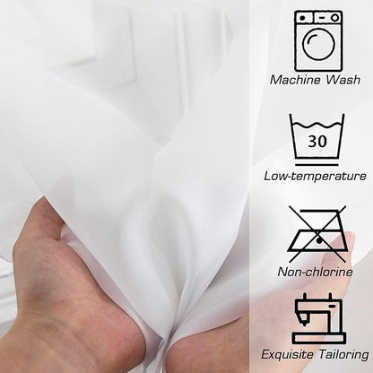 Sheer Curtains 84 Inches Long 2 Panels Set, Sheer White Curtains - Image 4