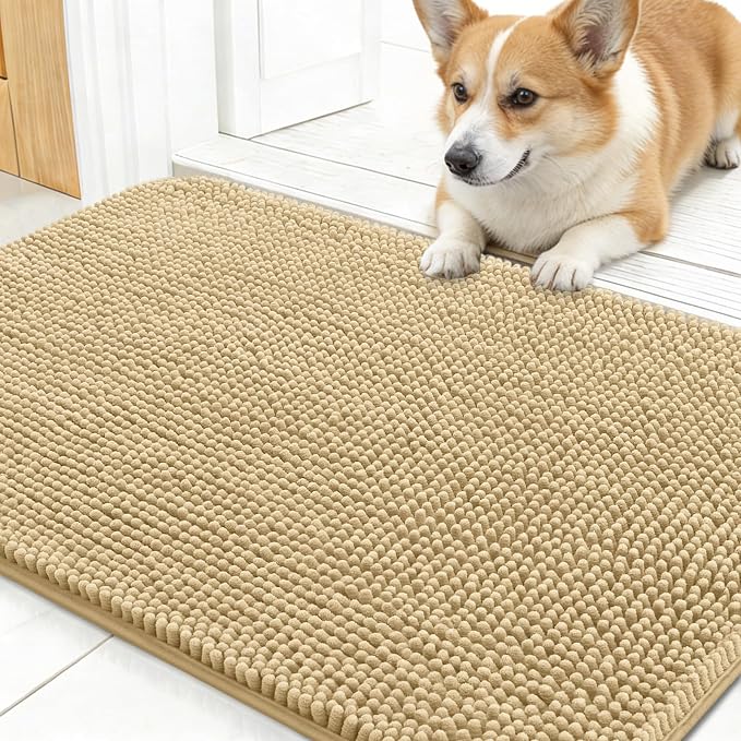 OLANLY Dog Door Mat for Muddy Paws 30x17, Super Absorbent Chenille Mud Mat | by OLANLY