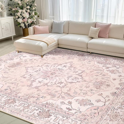 RELEANY Washable Area Rug, Water Repellent, Pet Friendly, Vintage Floral Boho - Image 2