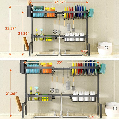 YKLSLH 4 Baskets Over The Sink Dish Drying Rack, Extendable Large Capacity Sink - Image 4