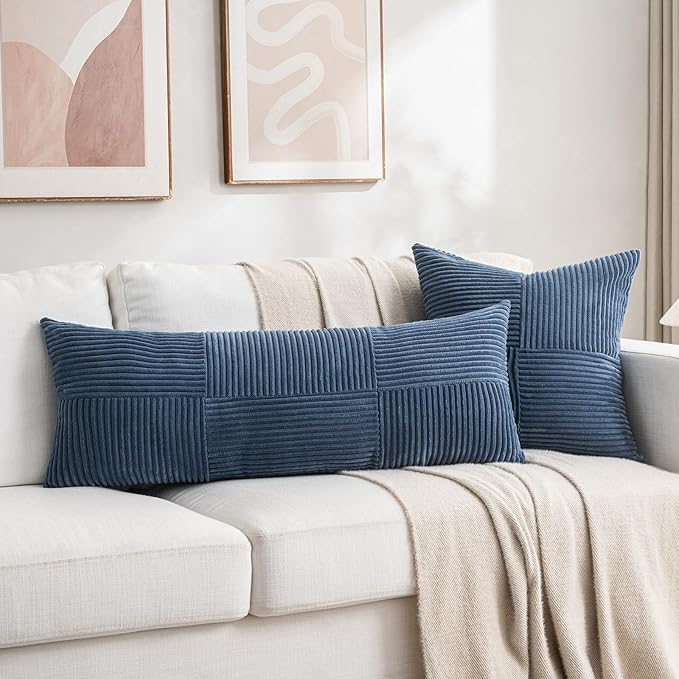 Fancy Homi 2 Packs Dusty Blue Decorative Throw Pillow Covers 18x18 Inch - Image 6