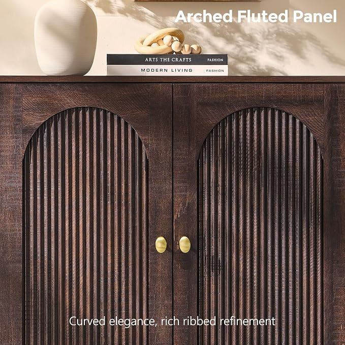 IFBUY Modern Sideboard Buffet Cabinet, 61.75" W Fluted Arched Buffet Cabinet - Image 4