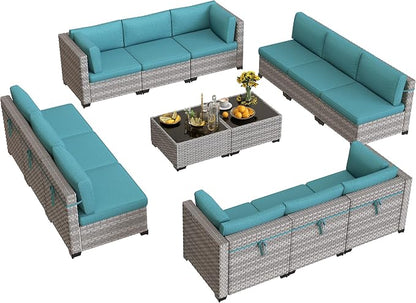 12-Seat Modular Patio Furniture Set – Outdoor Wicker Sectional Sofa - Image 9