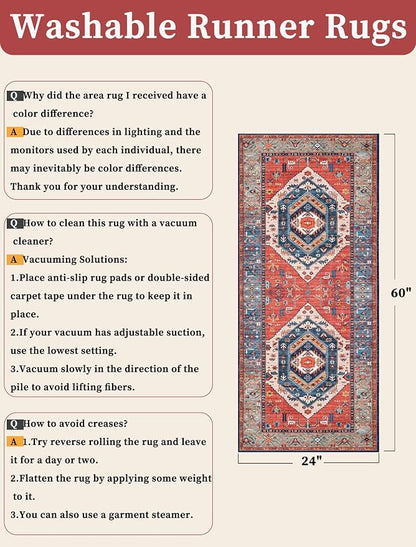 SERISSA 2x5 Washable Non Slip Boho Runner Rug - Image 6