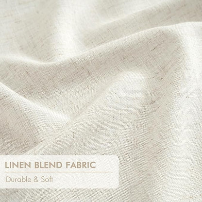 MIULEE Natural Pinch Pleated 100% Blackout Linen Curtains 40x96 Inches | Room - Image 6